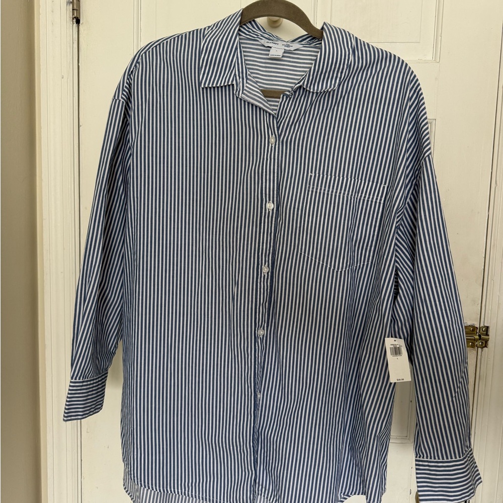 Old Navy Navy and White Striped Shirt